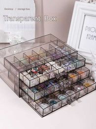 Storage Boxes Bins Nail polish storage box acrylic transparent drawer nail display Organiser beads gem container empty rhinestone bracket Q240506