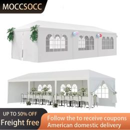 Gazebos 10'x30' Outdoor Canopy Tent Patio Camping Gazebo Shelter Pavilion Cater Party Wedding BBQ Events Tent w/Removable Sidewalls