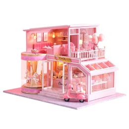 Miniatures DIY Doll House Furniture 3D Assembly Attic Miniature Wooden Music DollHouse Toys For Children Handicraft Birthday Gifts