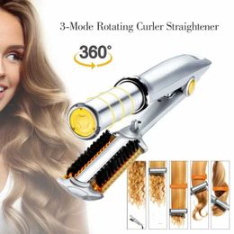 Curling Irons Rotating curler straightener ironing wet dry electric hot comb Q240506