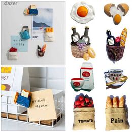 Fridge Magnets Whiteboard accessories home decoration refrigerant decoration cartoon food shape magnetic stickers frozen magnets bread egg and milk WX