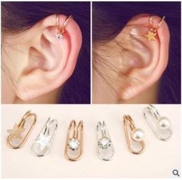 Cheapest no hole simple star moon flowers love pearl shaped ear clipon earrings screw back many styles can choose1653641