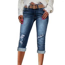 Women's Jeans Summer Denim Pants Sexy High Waist Slim Fit With Pockets Casual 7 Point Harajuku Women