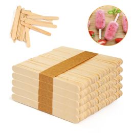 Tools 50/100pcs Ice Cream Popsicle Sticks Wooden Sticks Ice Cream Spoon Hand Crafts Art Ice Cream Lolly Cake Tools DIY Wooden Sticks