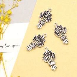 Charms 10pcs 13x25mm Wheat Pendant For Necklace Girls Craft Jewellery Making Supplies Antique Silver Colour