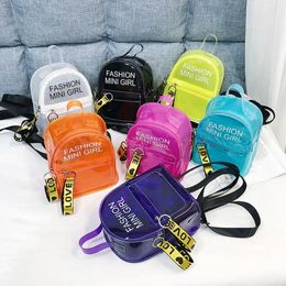 Transparent Laser Backpack for Women Candy Colour Letter Fashion Mini Shoulder Bag PVC Jelly Small Schoolbag 240506