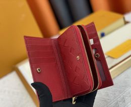 designer wallet card holder Luxury Wallets woman Coin Purse Leather Purses women Men Wallet porte monnaie Retro Clutch Folding Zipper Card wallet Brown Red with Box