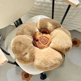 Cushion/Decorative Kawaii Flower Cushion Cute Backrests Plush Capybara Seat Cushion Office Backrests Plush Toy Living Room Decor