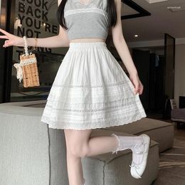 Skirts 2024 Spring/Summer Korean Girls Feel Versatile And Slim Layer By Hook Flower Lace Cake Skirt A-line Fluffy Short