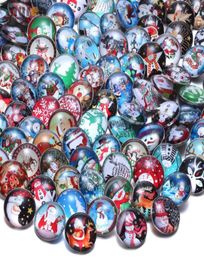 50pcslot Multi Mixed Christmas Pattern Glass Snap Buttons Fit DIY Jewelry 18mm Snaps Santa Snowman Theme For Women Charm Bracelet5672591