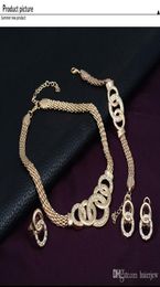Bridesmaid Jewelry Set Chains Bracelet Like Indian African Dubai 18k Gold Jewelry Party Jewelry Sets5934027
