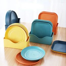 Dinnerware Sets 8Pcs Square Round Wheat Straw Plates Pasta Salad Bowls Lightweight Reusable Serving Party Snack Dinner Dishes Camping