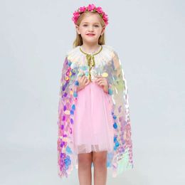 Sequins Cloak Sweet With Princess Flower Girls Kids Floor Length Bridesmaid Dress Girl Pageant Ball Gown