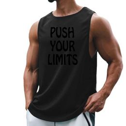 Men's Tank Tops Push Your Limits Gym Clothing Mens Summer Quick Dry Bodybuilding Slveless Shirt Fitness Muscle Vest Basketball Sports Jerseys Y240507