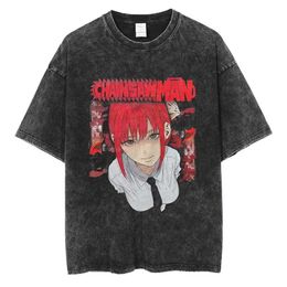 Men's T-Shirts Anime 2024 Print Retro Wash Summer T-shirt Plus Size Mens Street Clothing Cotton Unisex Extra Large Top T-shirt Short Sd Womens ShirtL2405