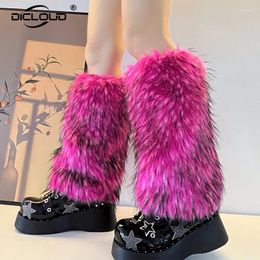 Women Socks Fashion Fluffy Faux Runway Winter Thick Warm Furry Boot Covers Chic Harajuku Y2k Girls