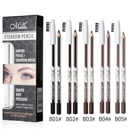12Pcs/Set 5 Colors Eyebrow Pen with Brush Waterproof Long Lasting Eyebrow Pencil Natural Black Brown Eyes Makeup Cosmetics