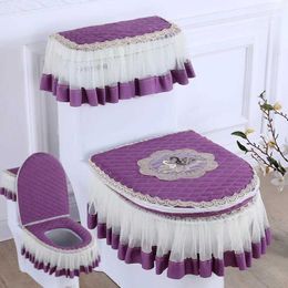 Toilet Seat Covers Toilet Cushion 3 Piece Set Lace Detachable Toilet Cover Cloth Dust Cover Toilet Seat Cushion Home Decoration Toilet Cover