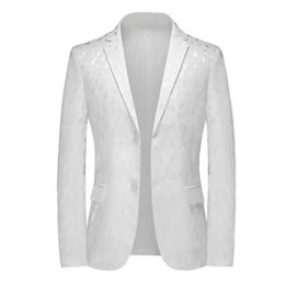Men's Suits Blazers Mens fashionable and casual embossed suit jacket slim suitable for young people white top Q240507