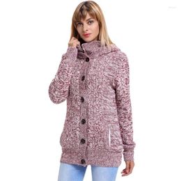 Women's Knits Thick Autumn Winter Long Sleeve Knitwear Cardigan Women Large Size Knitted Sweater Female Graceful Jumper Coat Hooded