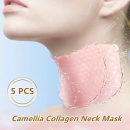 Neck Ilisya Gel Collagen Neck Mask Camellia Essence Moisturising Firming Anti Wrinkle SkinSafe Patches Sunburn Recovery Pads 5 PCS