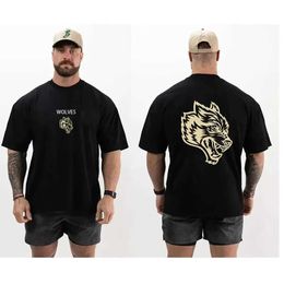 Men's T-Shirts Summer Mens T-Shirt Gym Casual Wolf Head Printed T-shirt Cotton High Quality Short Slve Oversized Clothing T H240506