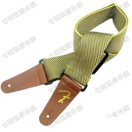 Accessories Yellow twill Guitar Strap Adjustable Comfortable Acoustic Electric Folk Bass Guitar,Leather Head Guitar Strap