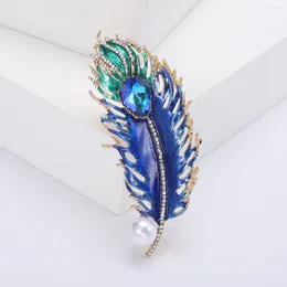 Brooches Gorgeous Rhinestone Feather For Women Unisex Clothing Pins 2-color Available Casual Party Accessories Gifts