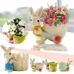 Vases Cartoon Flower Pot Ornaments Resin Cactus Succulent Planter Flowerpot Container Gardening Supplies Home Table Decoration