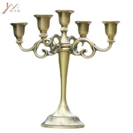 Holders IMUWEN Silver/Gold/Bronze/Black 3Arms Metal Pillar Candle Holders Candlestick Wedding Decoration Stand Home Decor Candelabra