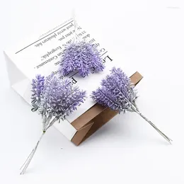 Decorative Flowers 6PCS Artificial Christmas For Home Decoration Bridal Accessories Clearance Vase Diy Gifts Box Silk Lavender Fake Plants