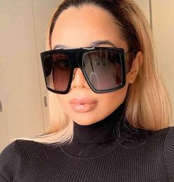 Sunglasses 2021 est Designer Big Frame Oversized Women Luxury Brand Large Flat Top Sun Glasses Trendy Square Gradient Shades7312354