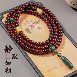 Link Bracelets Dark Bodhi Bracelet Factory Direct Sales Cinnabar For Barrel Beads Design108Amusement Article Pieces