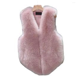 Women's Vests High Quality Imitated Fur Vest Coat Luxury Faux Warm Women Winter Fashion Furs Coats Jacket Gilet Veste