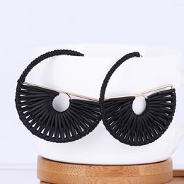 Dangle Earrings Pulsera 2024 Fashion Leather Women Hoops Round Jewellery Korean Luxury Black Drop Earring Big