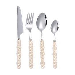 Creativity Fashion Pearl Handle Cutlery Set Stainless Steel Knife Fork Western Steak Tableware Table Decor Gifts 4pcs/set