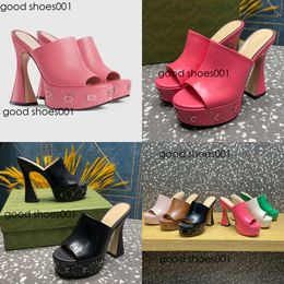 Slippers Designer Fashion Hentian High Waterproof Platform Sandals Cowhide Womens Shoes Top Quality Siery Sandal 12Cm High Heeled Novelty Original edition
