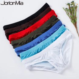 Underpants Men's Briefs Ice Silk Panties Ultrathin Silky Breathable Underpants Man Low Waist Briefs Comfortable Cool Underwear Male Yj003