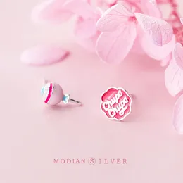 Stud Earrings Modian Tiny Fine Candy Enamel Silver Fashion Cute Romantic 925 Sterling Letter Studs Ear For Women Jewelry