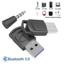 Adapter Wireless Headphone Adapter Receiver for PS5/PS4 Game Console PC Headset Bluetooth Audio Adapter 2 in 1 Bluetooth 5.0 Transmitter