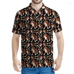 Men's Polos Adorable Beagle Puppy Pattern Polo Shirts Men 3d Printed Animal Dog T-shirt Kids Summer Short Sleeves Tops Loose Tee Shirt