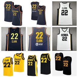 Mens 100% Stitched #22 Caitlin Clark Basketball Jersey Indiana Fever Iowa Hawkeyes Jerseys Navy Black White Gold Yellow 2024 New Arrival Hot Selling