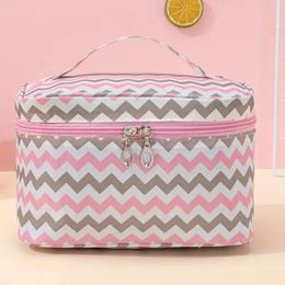 Cosmetic Bags Ripple Pattern Makeup Bag Travel Portable Toiletry For Women And Girls Large Capacity Make Up Case Zipper Pouch