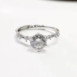 Cluster Rings 925 Sterling Silver FashionMicro Set Simulated Diamond Wedding Ring For Female Minority Design Colourless Open Solid