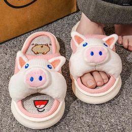 Slippers Cute Piggy Ladies Soft Sole Casual Couple Style Shoes Ventilated Comfortable Pattern Design Non-slip Linen Home