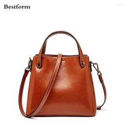 Bag High Quality Beeswax Cowhide Women Handbag 2024 Arrive Vintage Wax Paraffin Lady Leather Shoulder