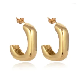 Stud Earrings Summer Vintage Tarnish Free Stainless Steel 18K Gold Plated Minimalist Bold Chunky Geometric Square Hoop Earring For Women
