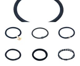 black thick High basic elastic and durable rope seamls leather band tied thin hair circle backing Headband 20213644241