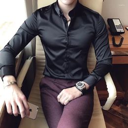 Men's Casual Shirts 2024 Spring Letter Embroidery Shirt Men Clothing Fashion Business Formal Wear Chemise Homme Slim Dress Social