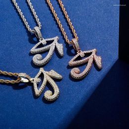 Pendant Necklaces Hip Hop Claw Setting CZ Stone Bling Iced Out Eye Of Horus Pendants For Men Women Rapper Jewellery Drop